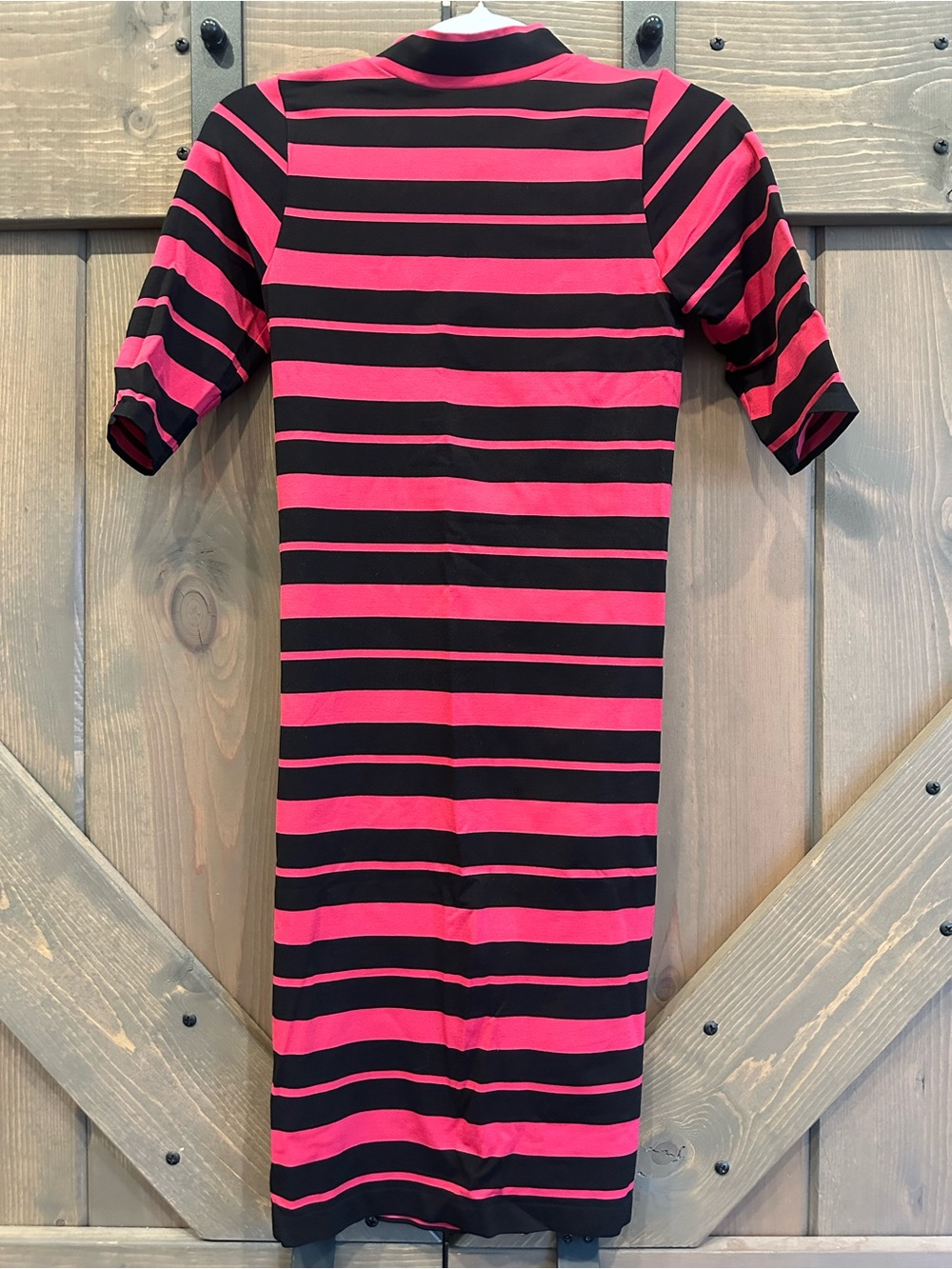 Bebe Mock Turtleneck Striped Pink and Black Dress
